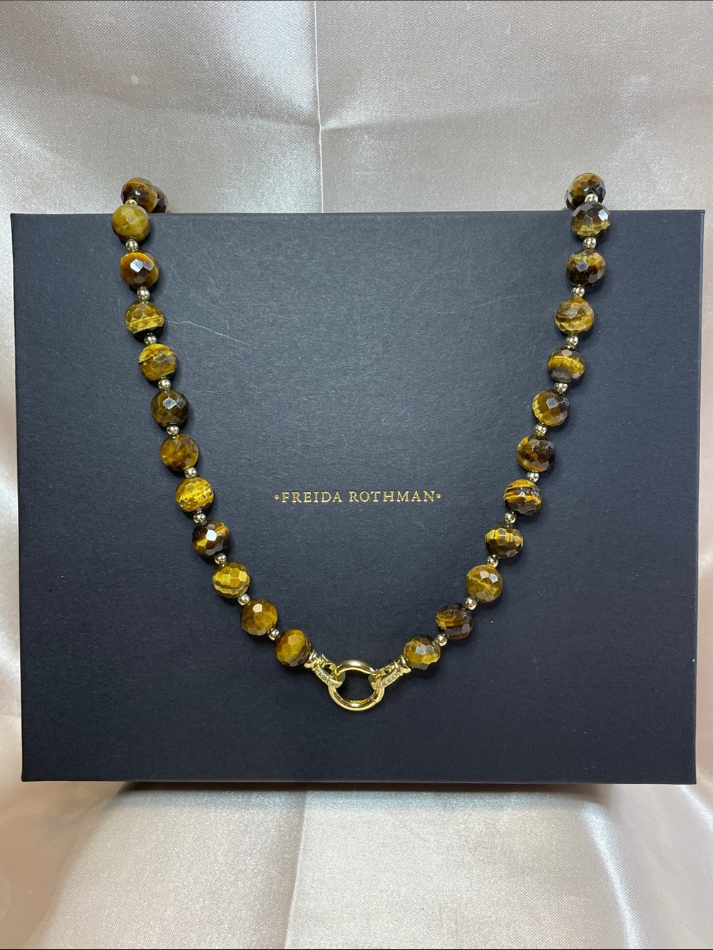 Freida Rothman Genuine Tiger's Eye Beaded Necklace - NWT $159